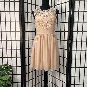 Charlotte Russe Beige Lace Mini Dress